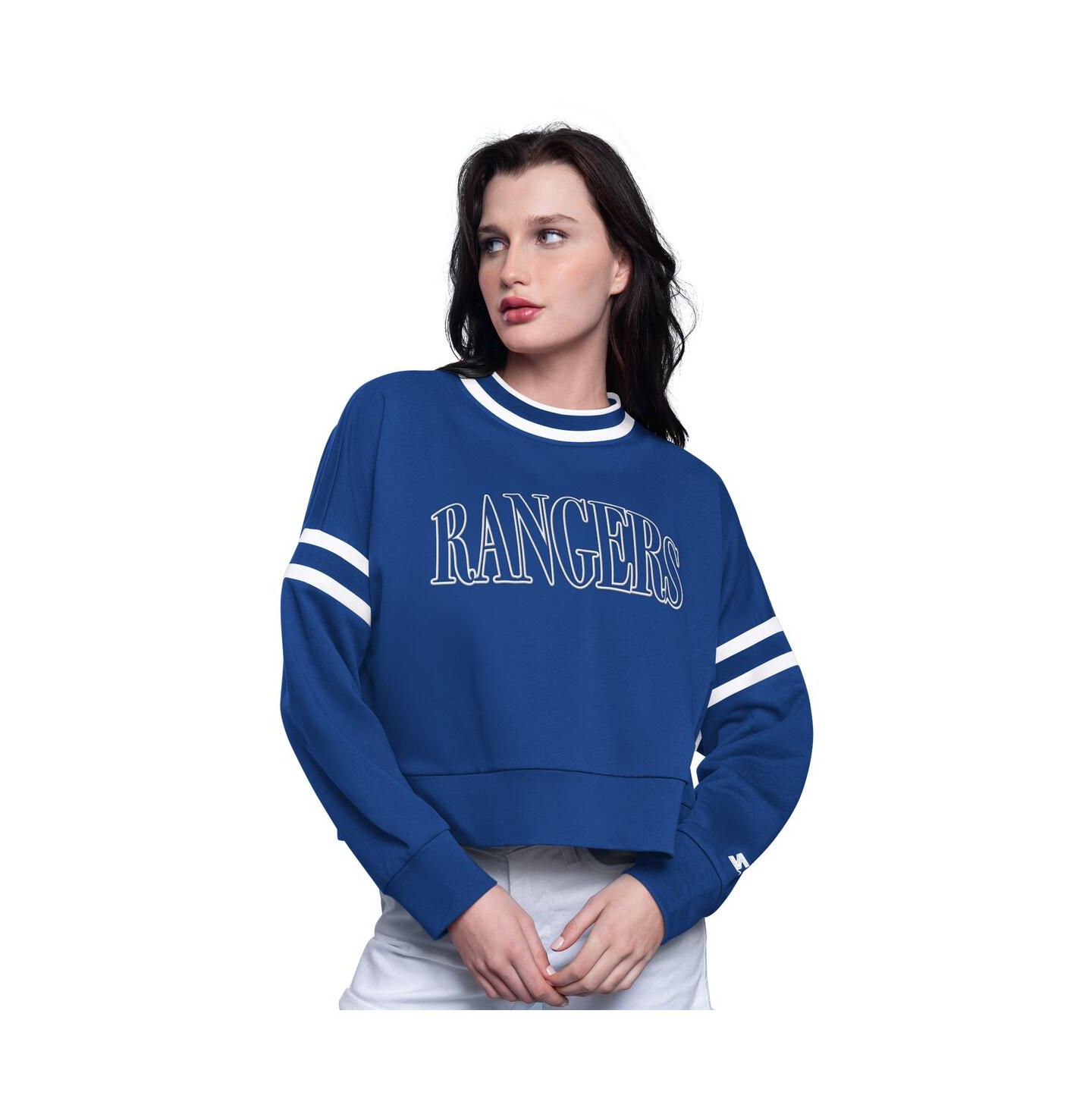 Женская толстовка Starter Blue New York Rangers Power Play Cropped Pullover — фото 1