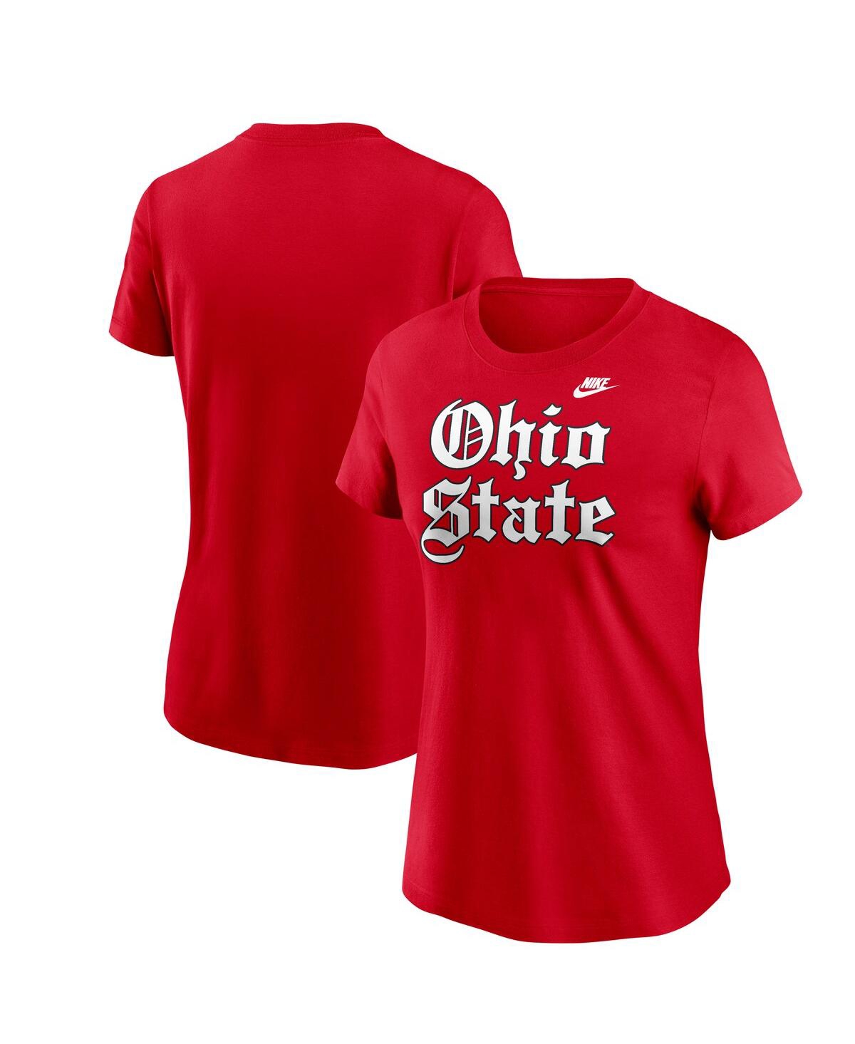 Nike Women's Scarlet Ohio State Buckeyes Old English T-shirt In Scarlet