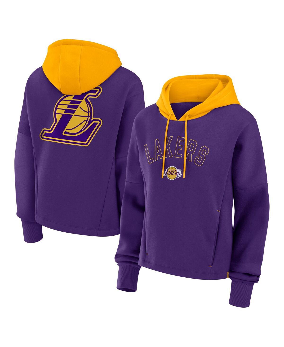 Fanatics Women's Purple Los Angeles Lakers Post Up Boxy Pullover Hoodie In Purple