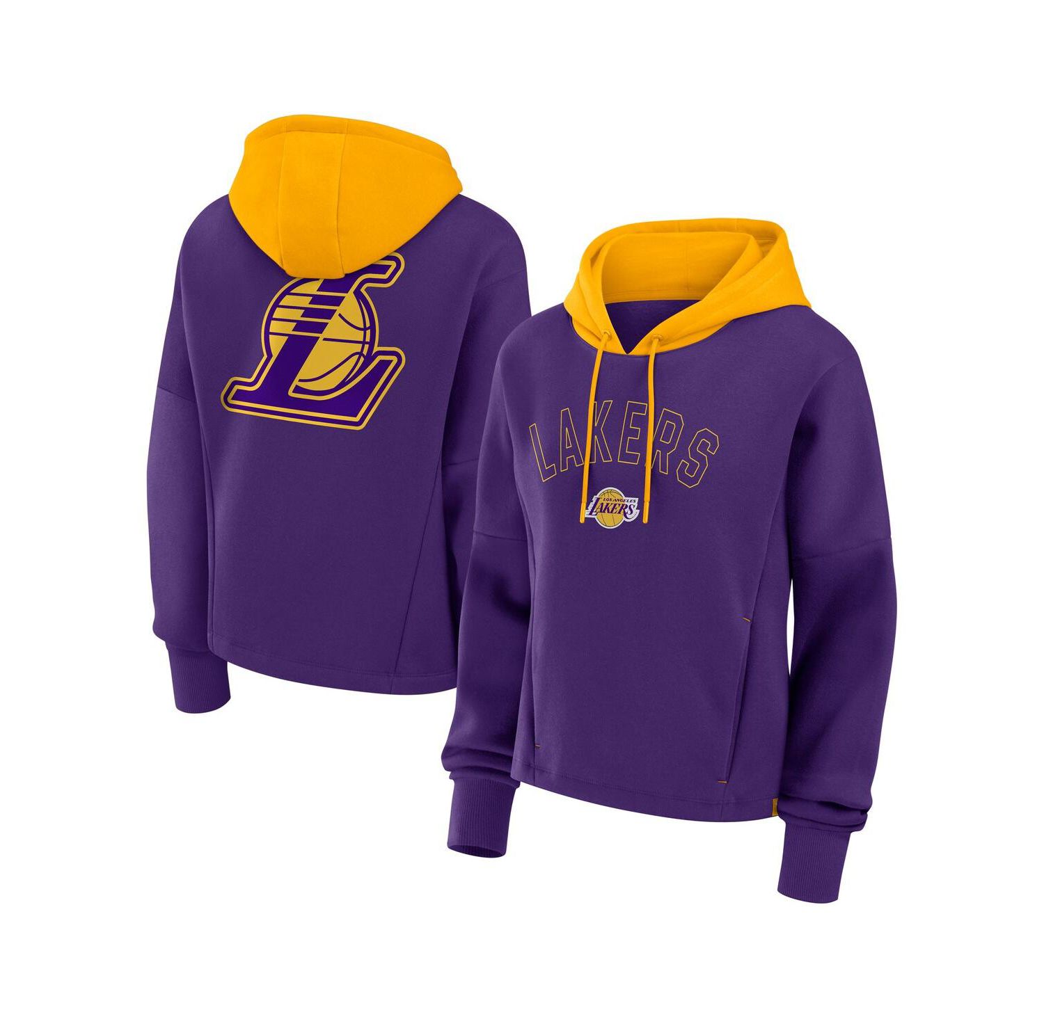 Women's Purple Los Angeles Lakers Post Up Boxy Pullover Hoodie