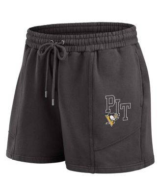 Women's Black Pittsburgh Penguins Washed Fleece Sweatshirt & Shorts Lounge Set