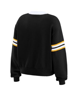 Women's Black Boston Bruins Cropped Lace-Up Sweater