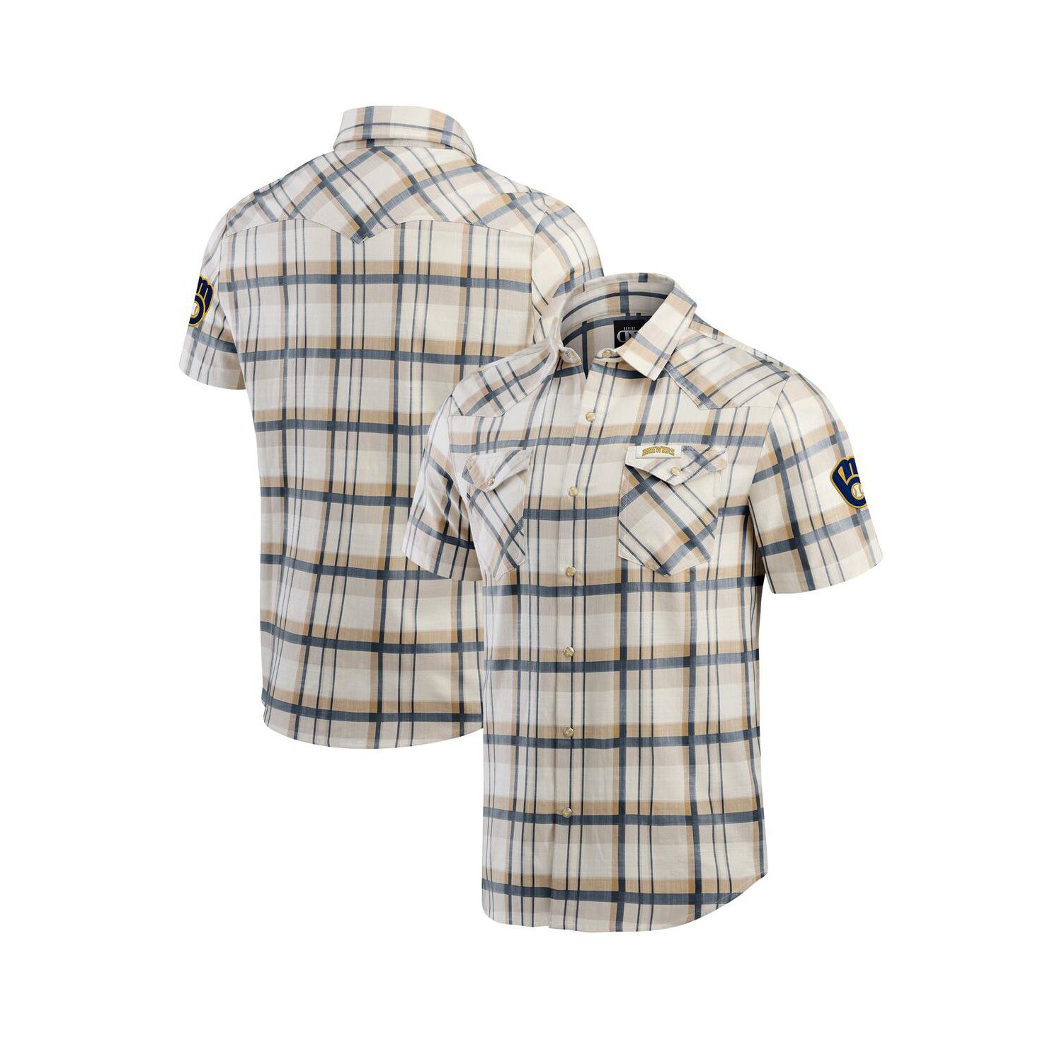 Men's Navy Milwaukee Brewers Plaid Full-Snap Shirt