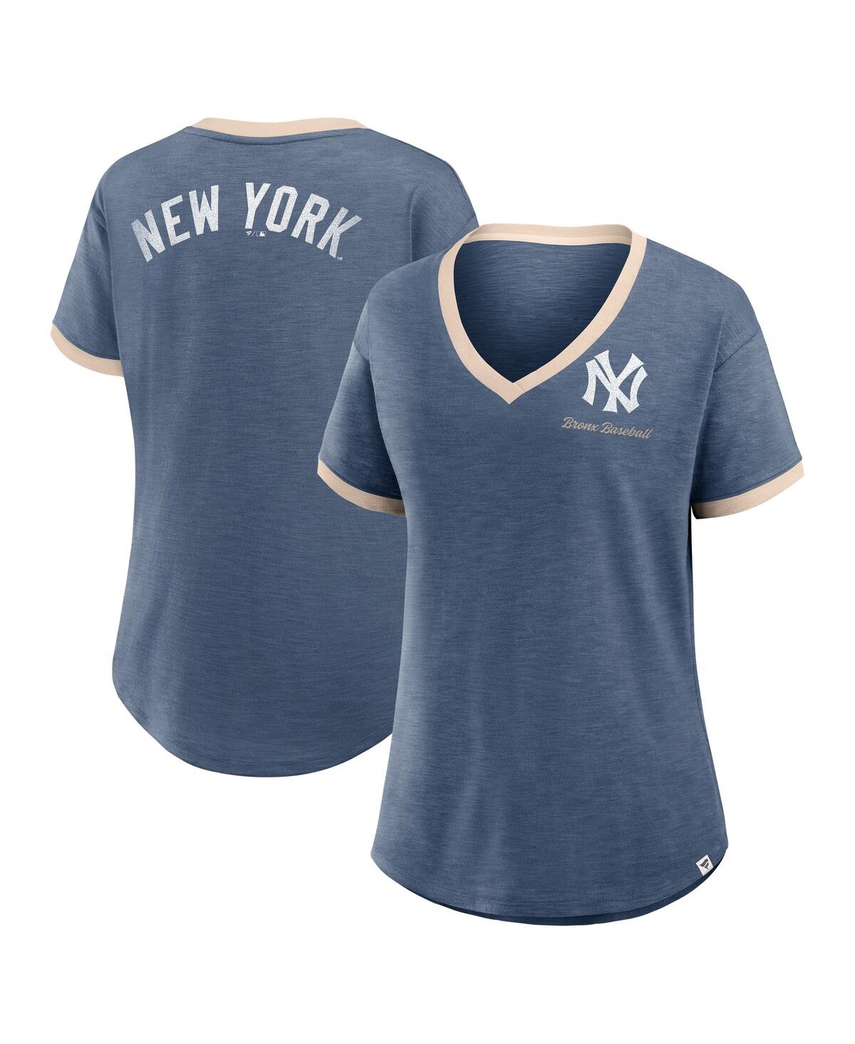 Fanatics Women's Navy New York Yankees Binge Worthy Stadium Slub V-Neck T-Shirt