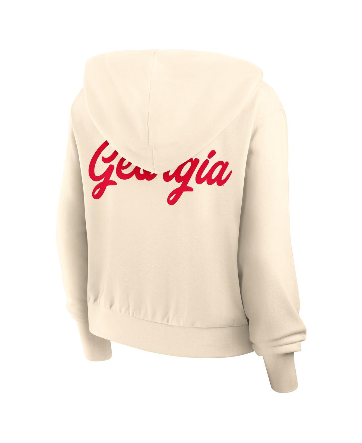 Nike Cream Georgia Bulldogs Cropped Chill Full-zip Hoodie In Brown