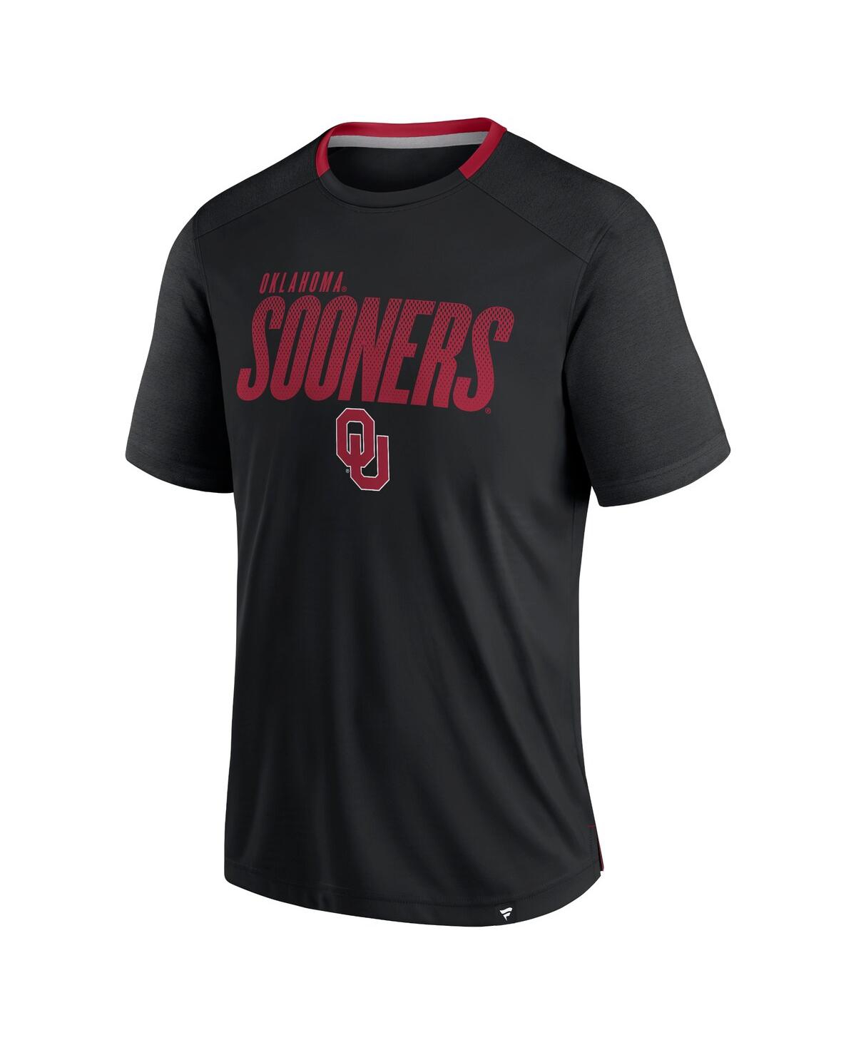 Fanatics Men's Black Oklahoma Sooners Defender Fade Slant T-shirt In Black