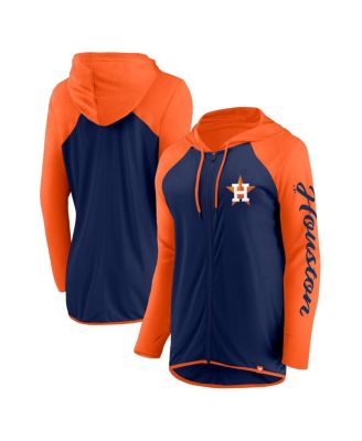 Fanatics - Women's Navy/Orange Houston Astros Script Sleeve Full-Zip Hoodie