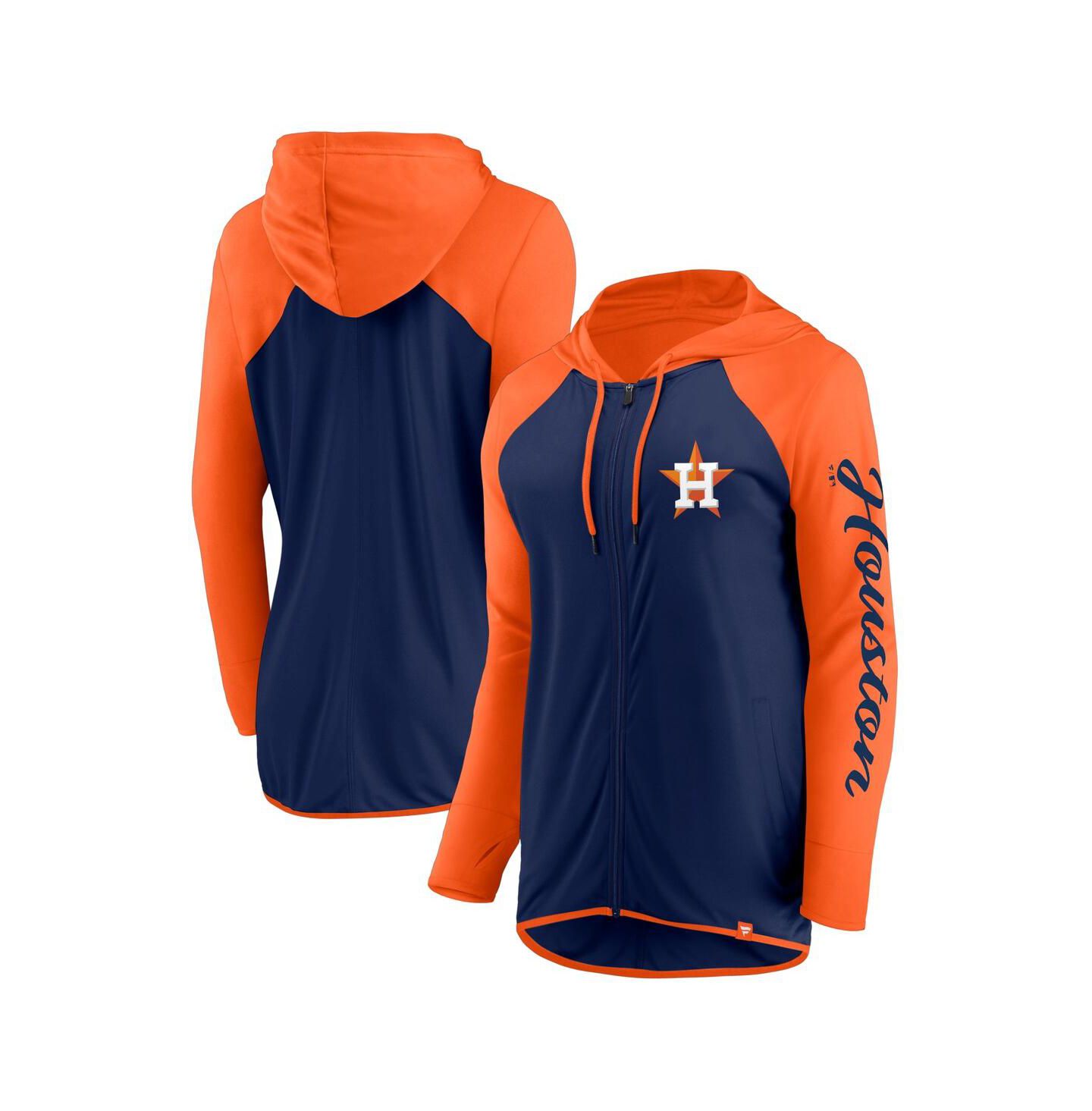 Женское худи Fanatics Navy/Orange Houston Astros Script Sleeve Full-Zip — фото 1