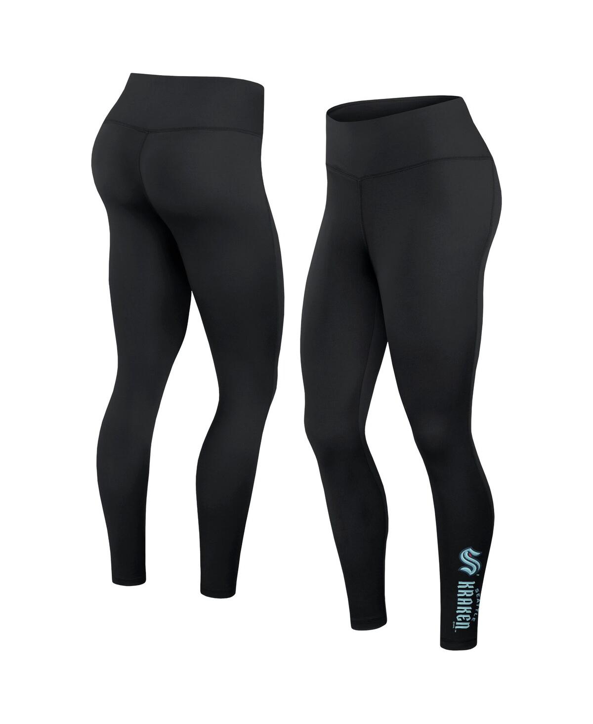 Women's Black Seattle Kraken Wordmark Stacked Leggings - Black