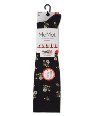 Women's Ditsy Floral Nylon 15-20mmHg Graduated Compression Socks UOY07414