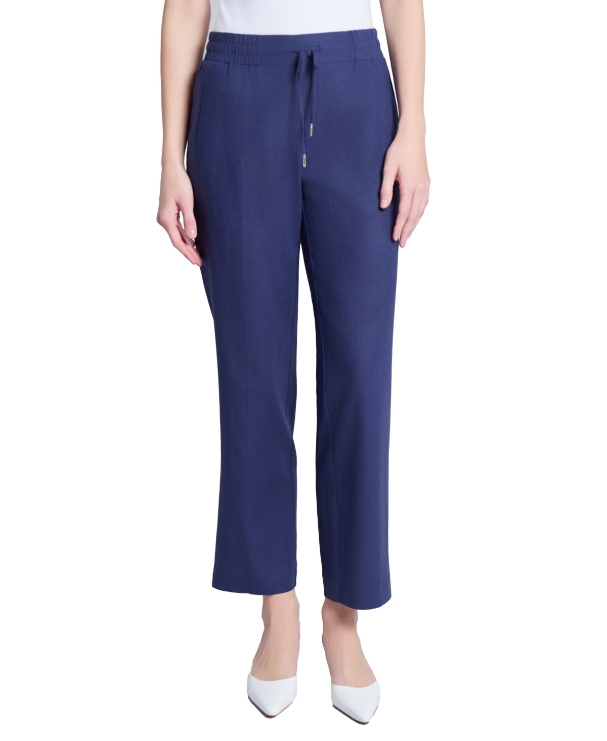 Jones New York Tie Waist Linen Blend Pants