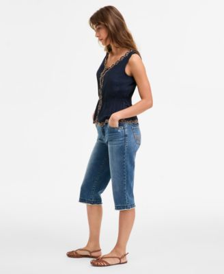 Women's "Ab" Solution Skimmer Frayed Cropped Jeans
