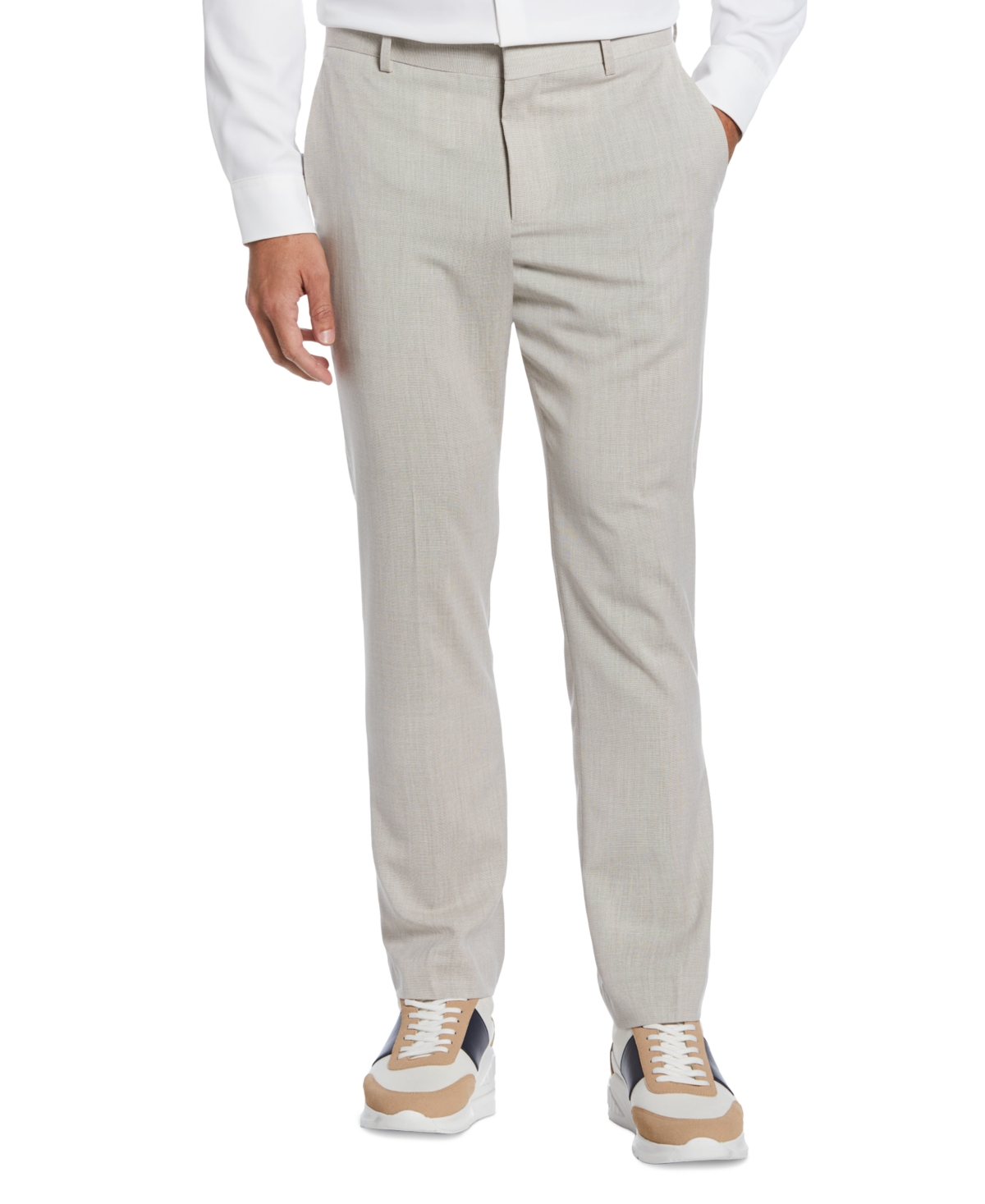 Men's Slim-Fit Flat Front Stretch Pants - Natural Linen