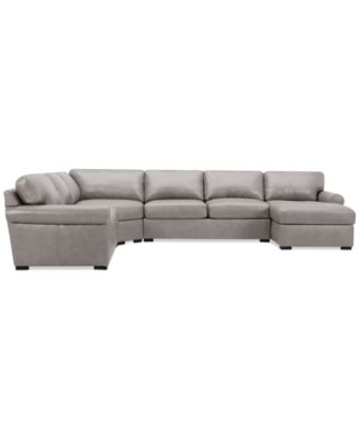 Radley Roll Arm 152" 5-Pc. Leather Wedge Corner Chaise Sectional