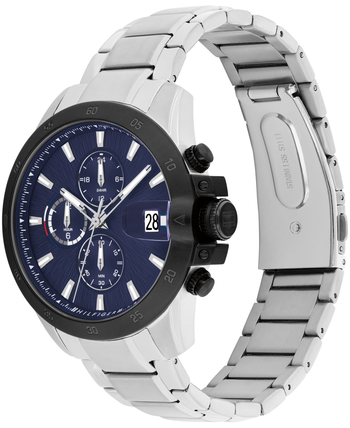 Tommy Hilfiger Men's Multifunction Silver-tone Stainless Steel Bracelet Watch, 43mm In Silver