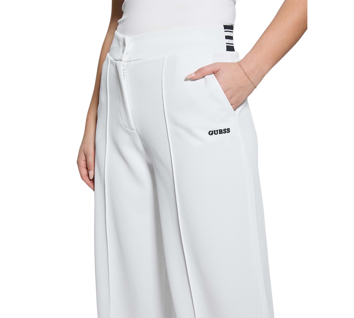 Guess Amaryllis Wide Leg Pants In Pure White