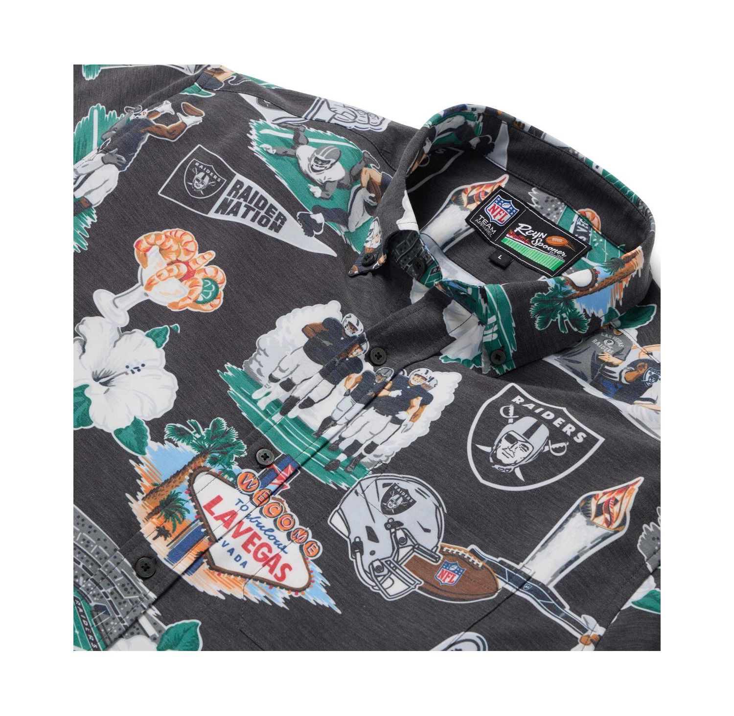 Men's Black Las Vegas Raiders Scenic Button-Down Shirt
