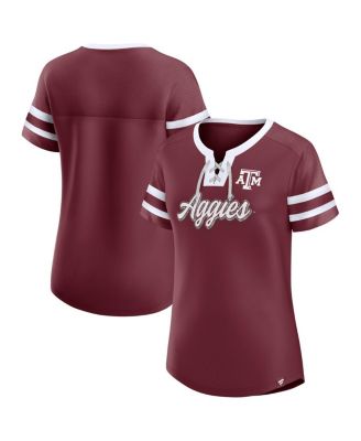 Fanatics - Women's Maroon Texas A&M Aggies Iconic Athena Lace-Up T-Shirt