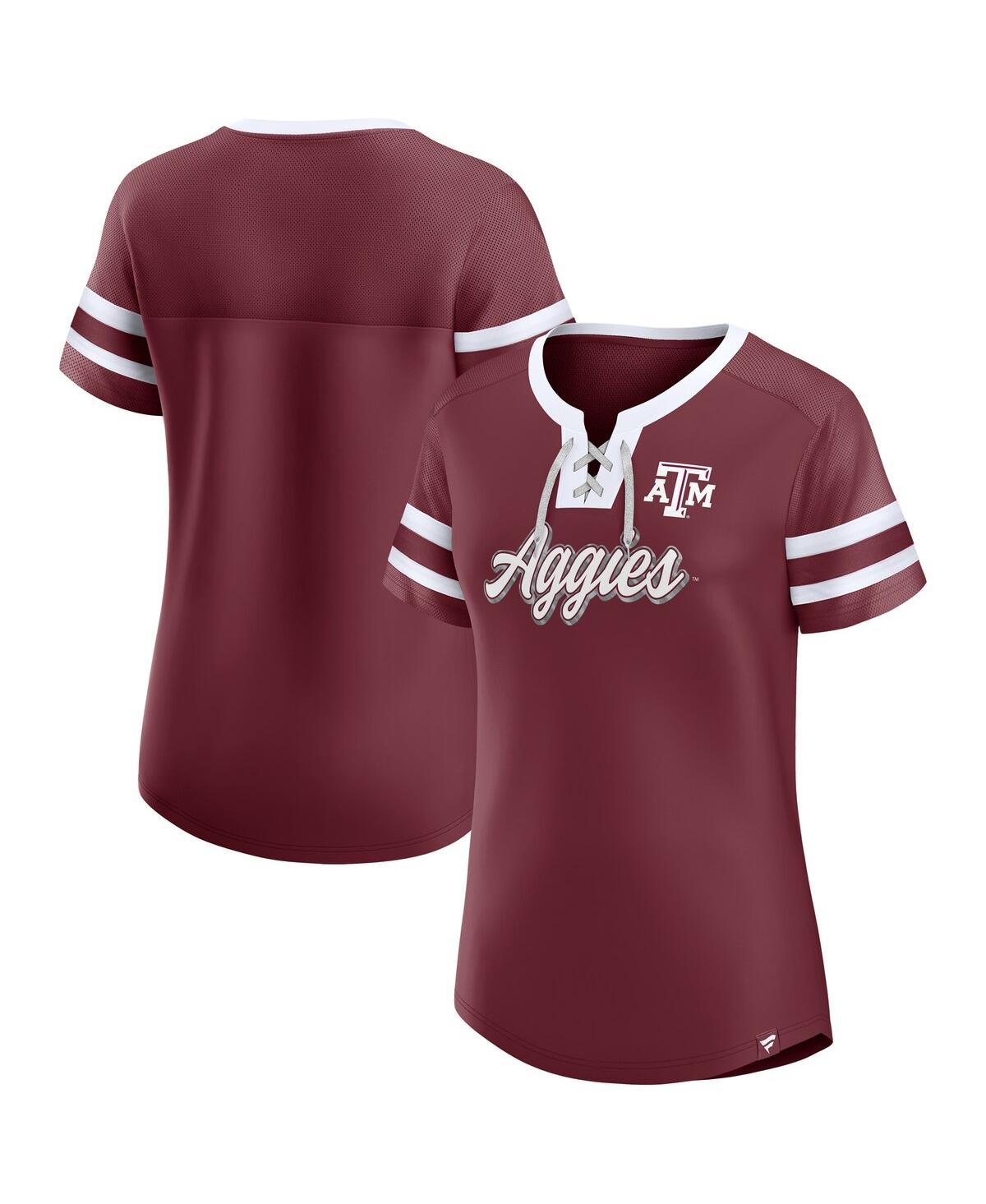 Fanatics Women's Maroon Texas A&m Aggies Iconic Athena Lace-up T-shirt In Maroon
