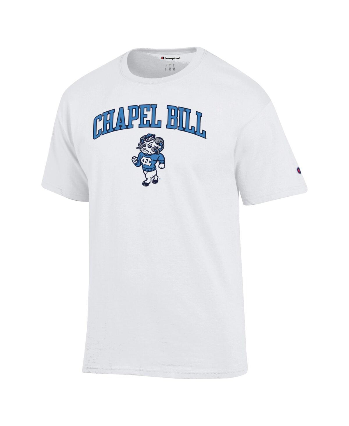 Champion Men's White North Carolina Tar Heels Chapel Bill Mascot T-shirt In White