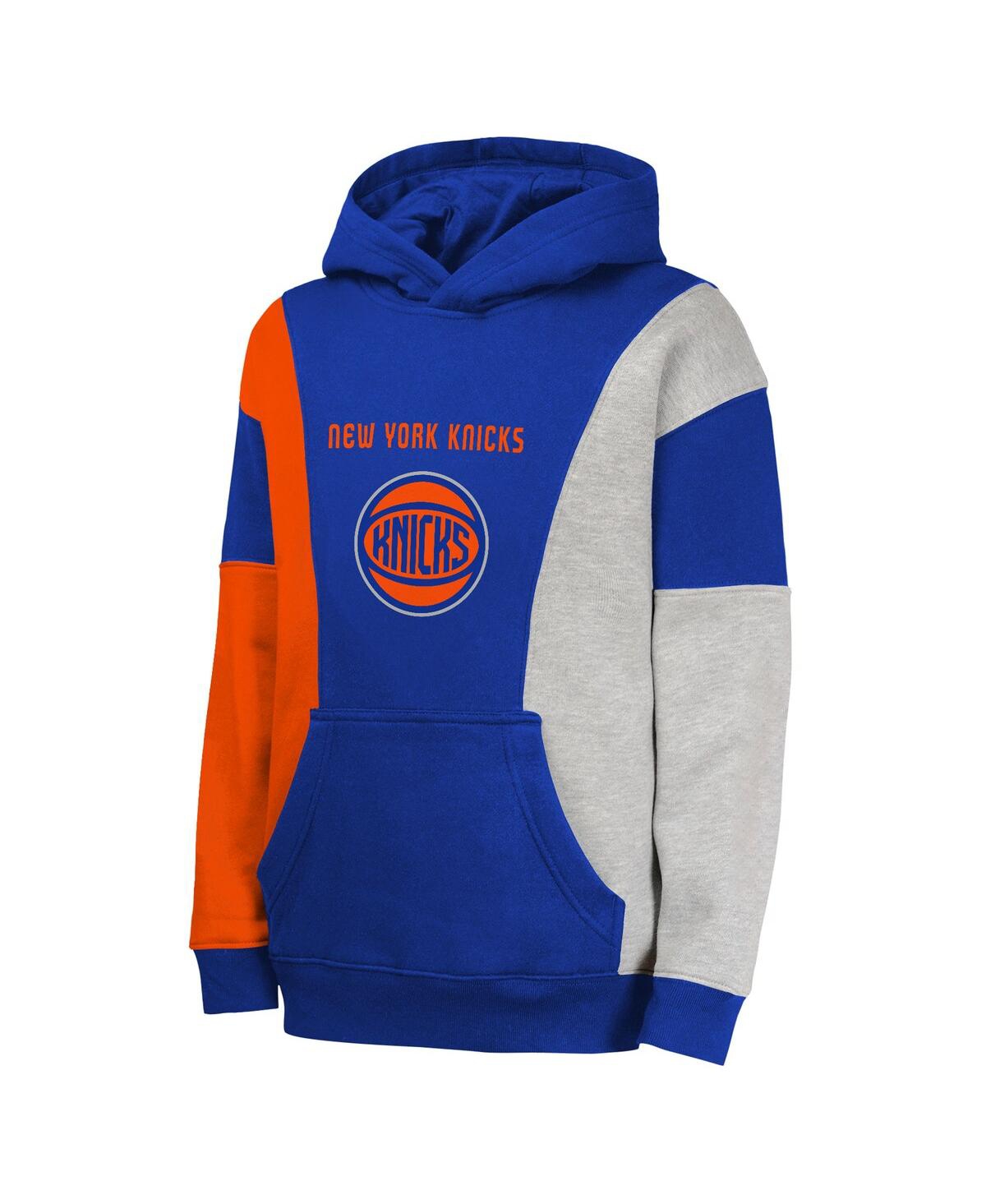 Outerstuff Big Boys And Girls Blue New York Knicks Ace In The Hole Pullover Hoodie In Blue