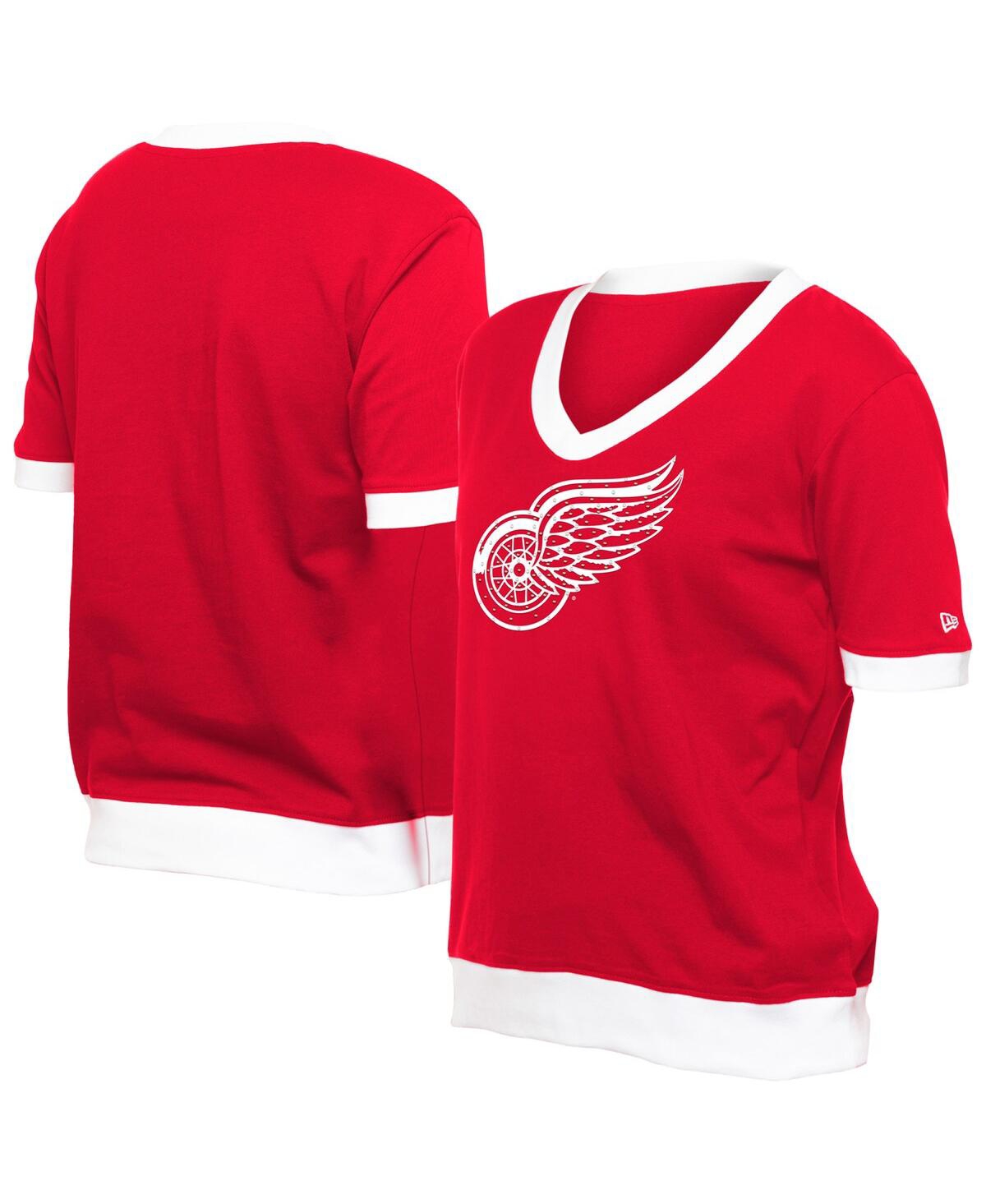 NEW ERA WOMEN'S RED DETROIT RED WINGS GAME DAY RHINE STUDS T-SHIRT 