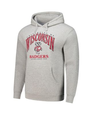 Men's Heather Gray Wisconsin Badgers Tall Arch Essential Pullover Hoodie