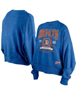 New Era - Women's Royal Denver Broncos Throwback Boxy Sweatshirt