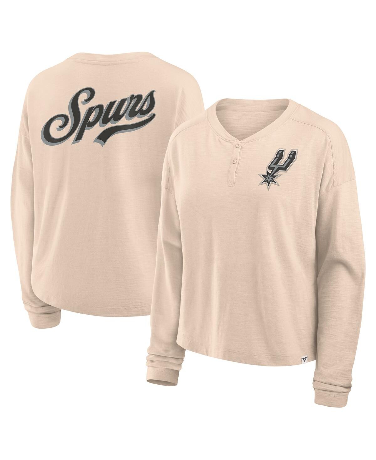 Fanatics Women's Natural San Antonio Spurs Boxed Out Drop Fashion Long Sleeve T-shirt In Natural