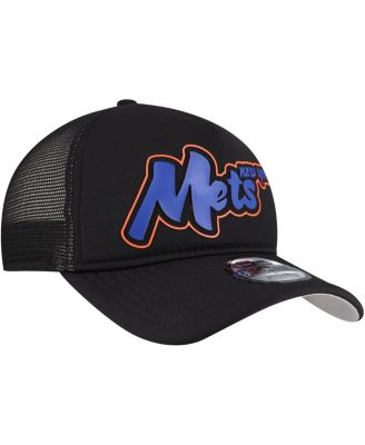 Men's Black New York Mets Retro Bold A-Frame Trucker 9FORTY Adjustable Hat