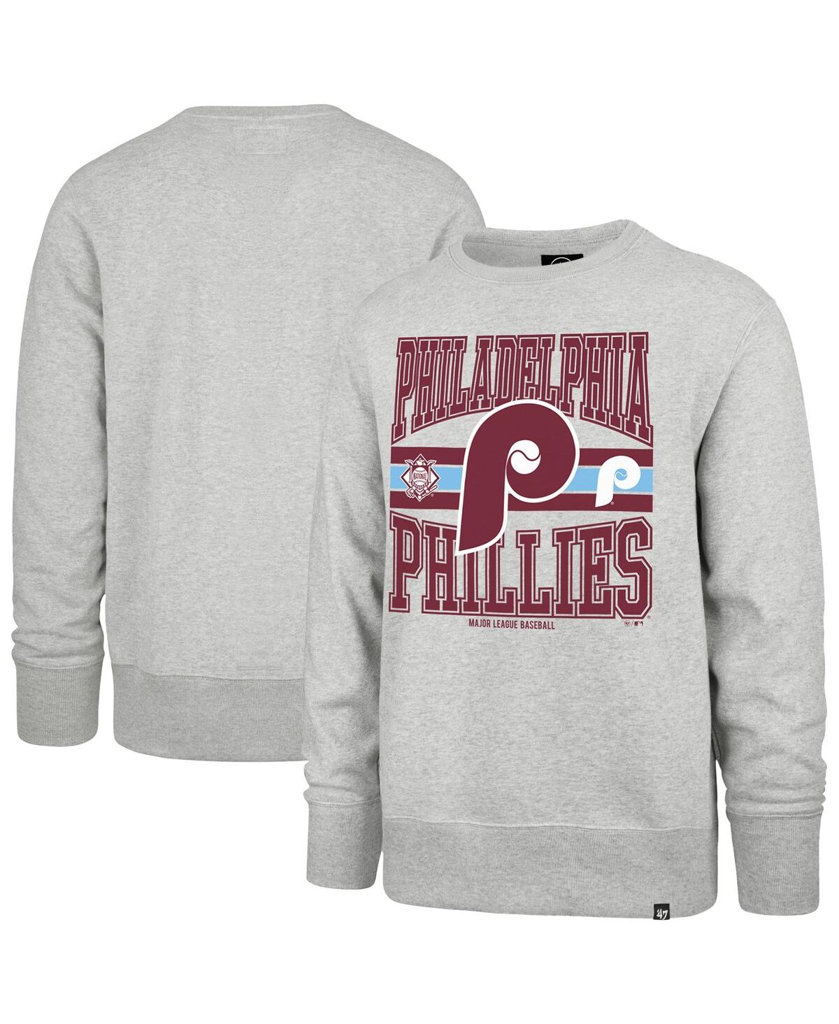 Men's Gray Philadelphia Phillies Letters Headline Pullover Sweatshirt - Gray