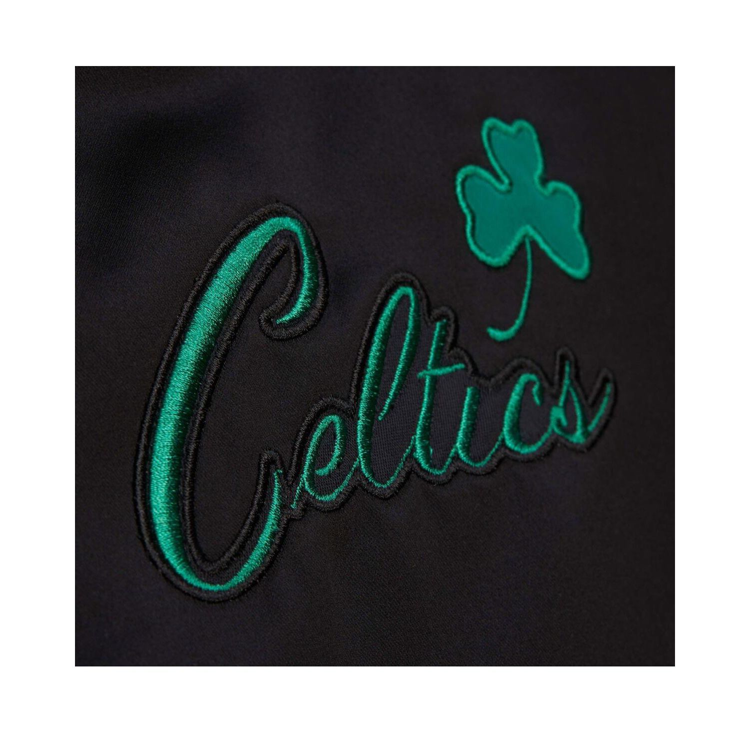 Men's Black Boston Celtics Hardwood Classics Blackout Collection Satin Full-Zip Jacket