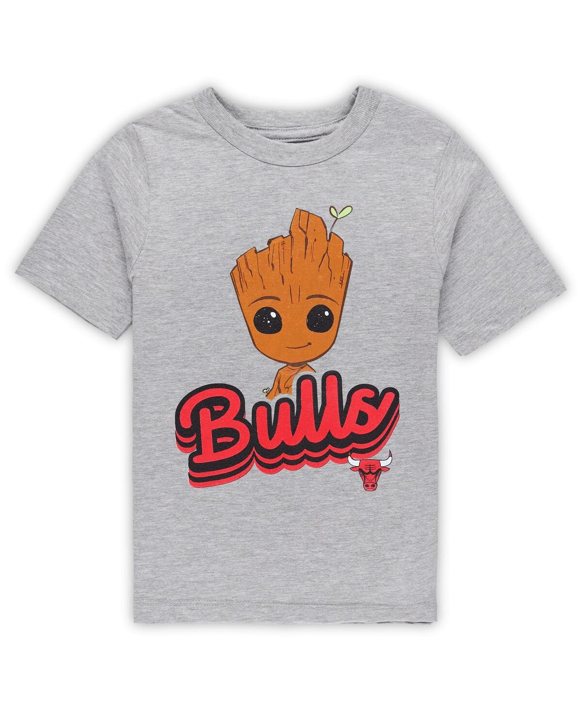 Outerstuff Preschool 2-piece Chicago Bulls Guardians Of The Galaxy T-shirt Set In Heather Gray