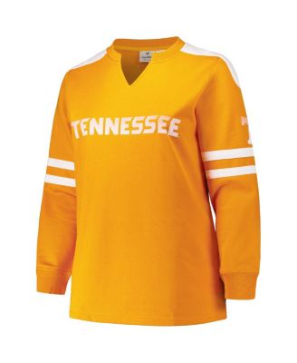 Women's Tennessee Orange Tennessee Volunteers Plus Size Contrast Sleeve Fleece Pullover Sweatshirt