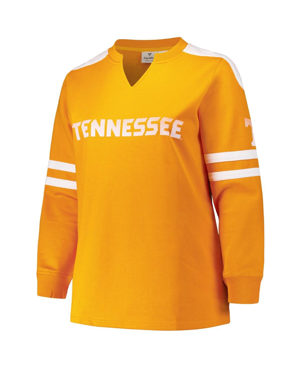 Fanatics Women's Tennessee Orange Tennessee Volunteers Plus Size Contrast Sleeve Fleece Pullover Sweatshirt In Tennessee Orange