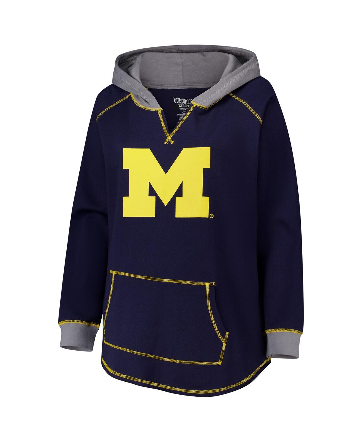 Fanatics Women's Navy Michigan Wolverines Plus Size Boom Pullover Hoodie In Navy