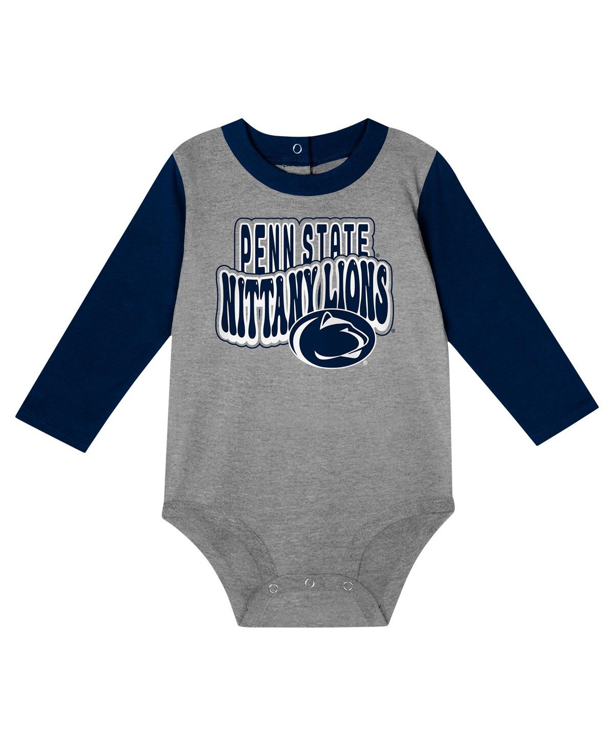 Outerstuff Baby Boys And Girls Navy Penn State Nittany Lions Double Up Long Sleeve Bodysuit And Pant In Navy