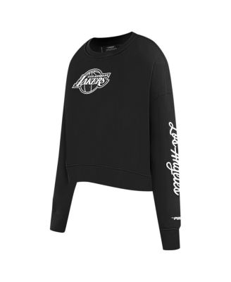 Women's Black Los Angeles Lakers Paint The City Cropped Pullover Sweatshirt