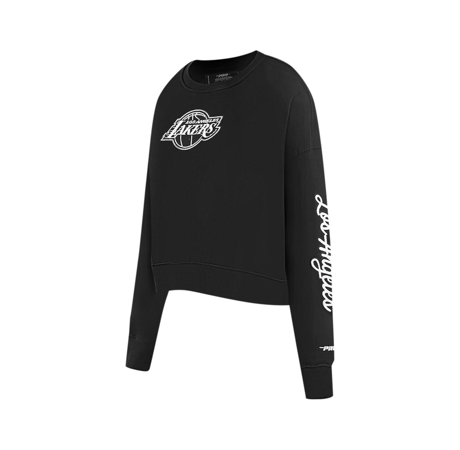 Women's Black Los Angeles Lakers Paint The City Cropped Pullover Sweatshirt
