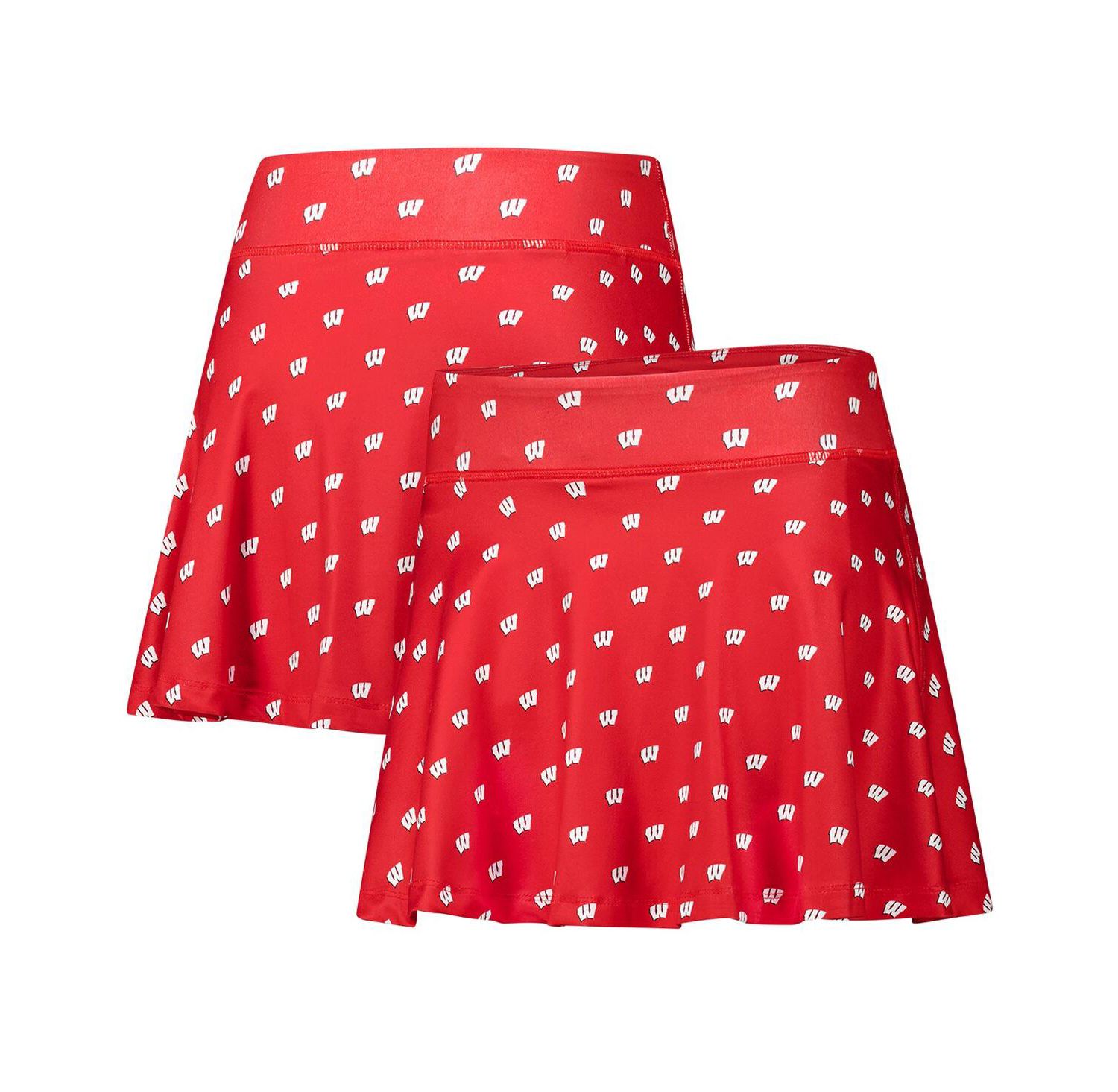 Women's Red Wisconsin Badgers Allover Print Flowy Skirt