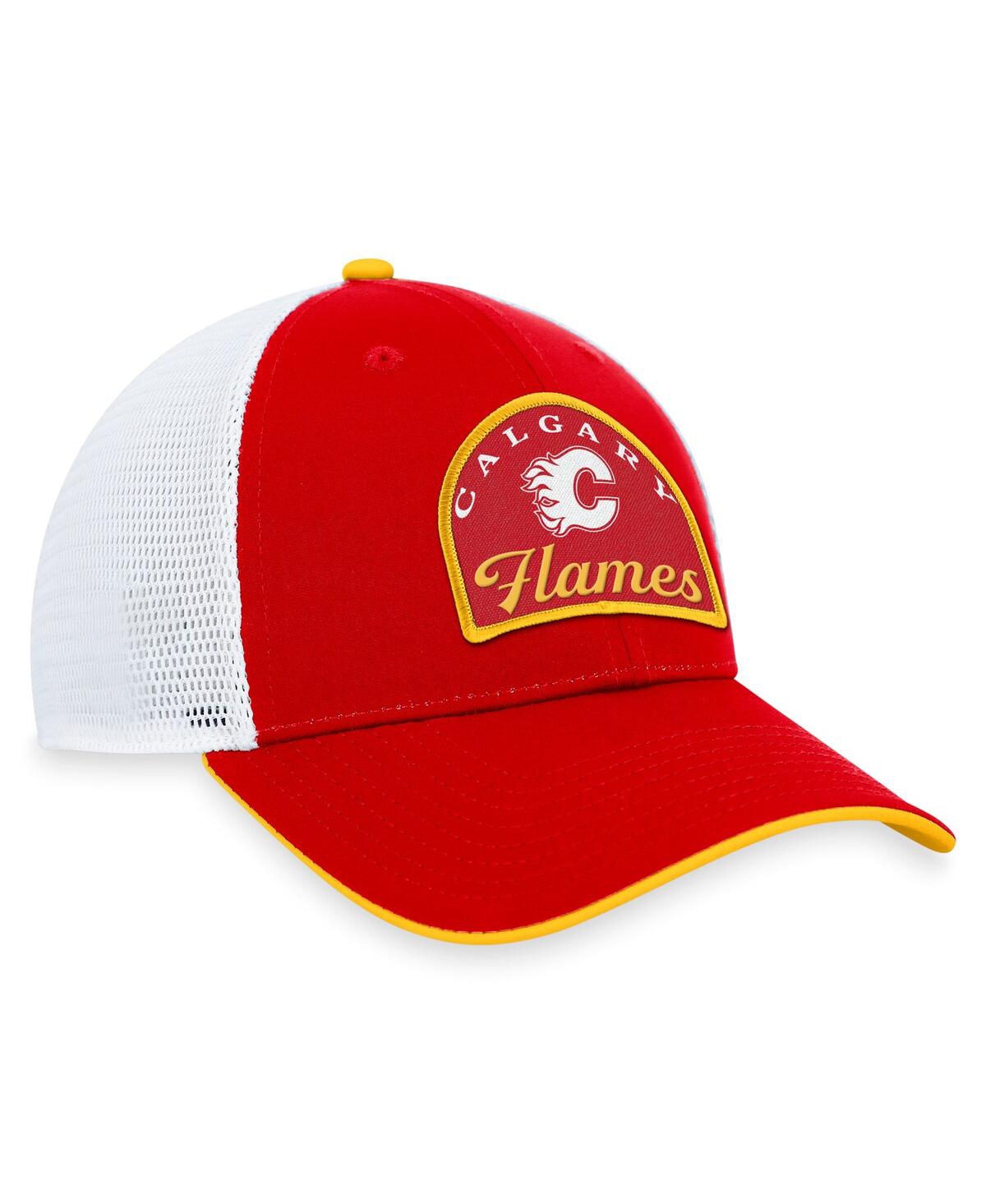 Fanatics Men's Red/white Calgary Flames Fundamental Adjustable Hat In Red,white