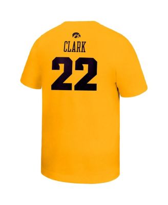 Big Boys and Girls Caitlin Clark Gold Iowa Hawkeyes Retired Player Name Number Core T-Shirt