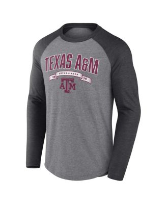 Men's Gray Texas A M Aggies Banner Year Tri-Blend Raglan Long Sleeve T-Shirt