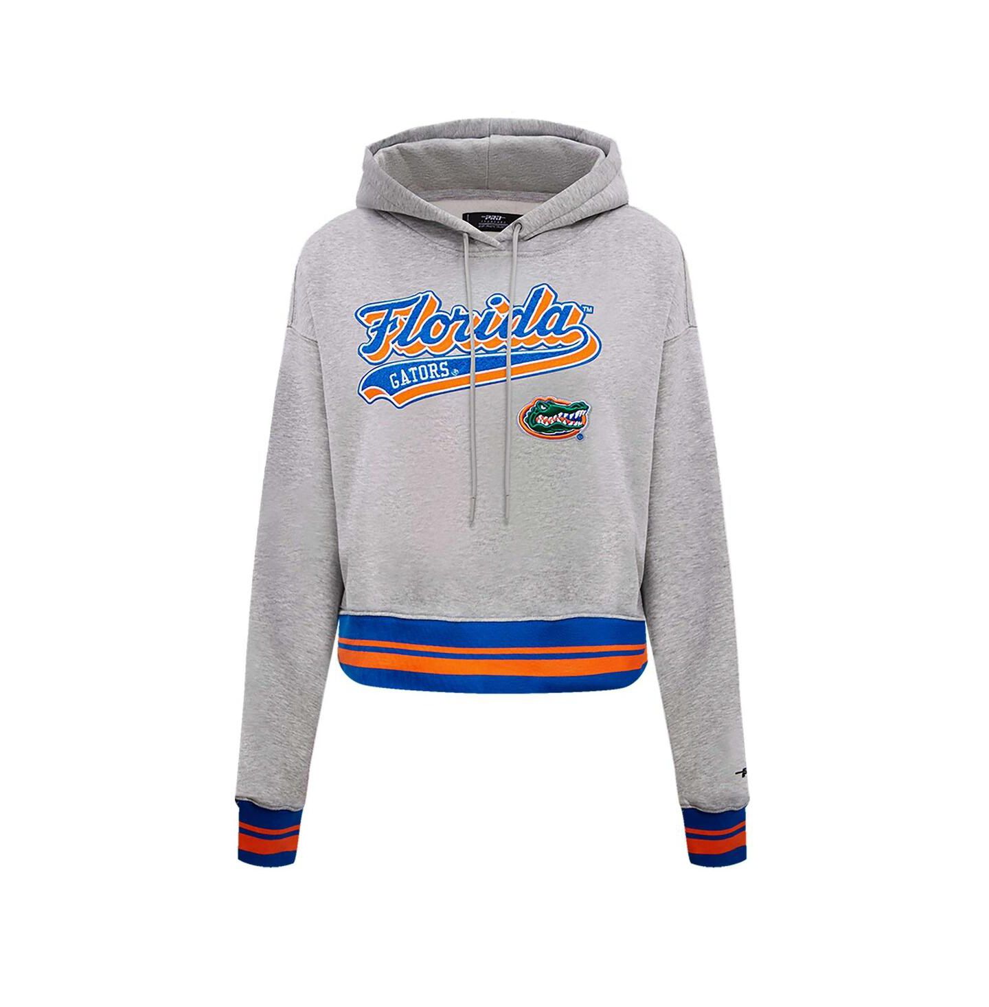 Женское худи Pro Standard Heather Gray Florida Gators Script Tail Fleece Cropped Pullover — фото 4