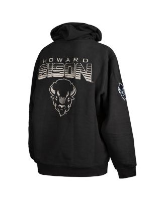 Men's Black Howard Bison Puff Print Sliced Pullover Hoodie