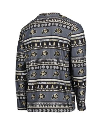 Men's Black Colorado Buffaloes Ugly Sweater Long Sleeve T-Shirt and Pants Sleep Set