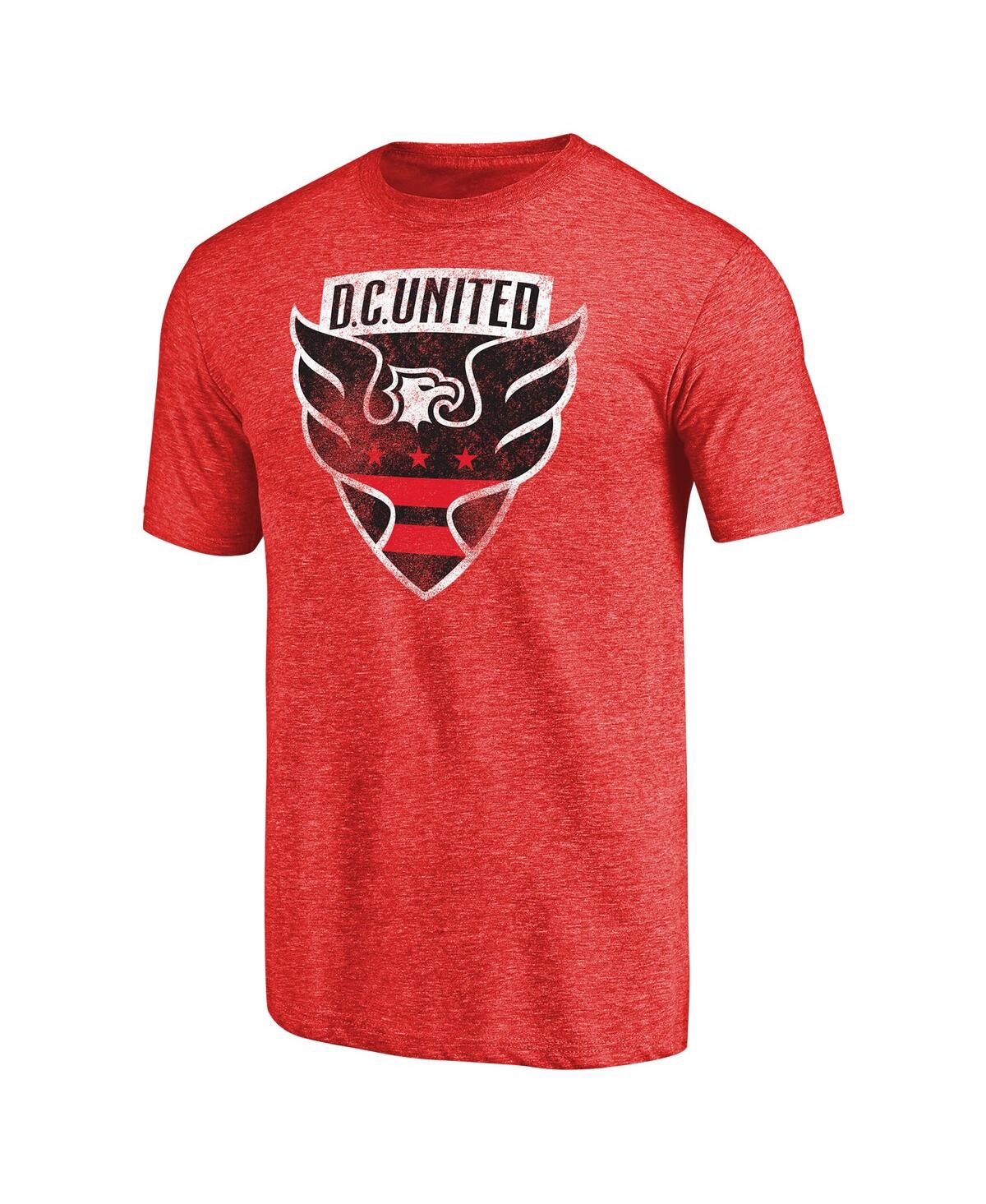 Fanatics Men's Red D.c. United Primary Logo Distressed Tri-blend T-shirt In Red