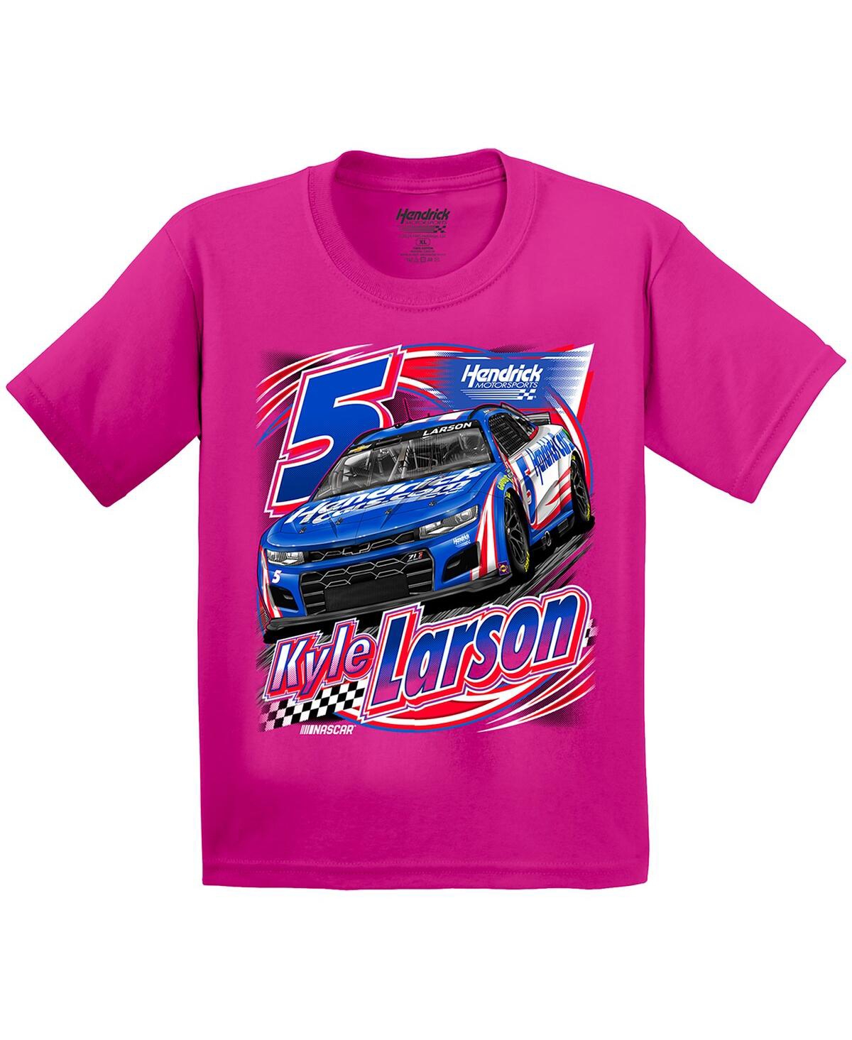 Hendrick Motorsports Team Collection Big Boys And Girls Pink Kyle Larson T-shirt In Pink