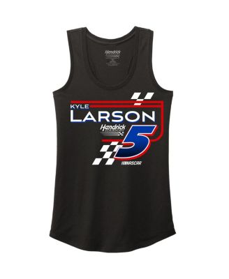 Women's Black Kyle Larson Name Number Tri-Blend Racer Back Tank Top