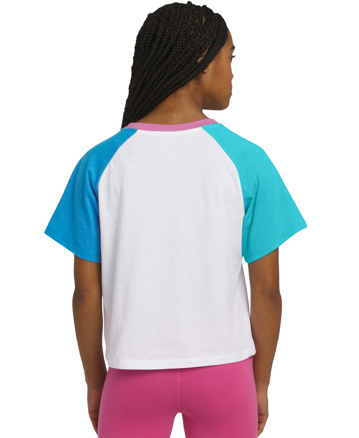 Champion Big Girls Meet And Greet Logo Graphic Colorblocked T-shirt In Bright White